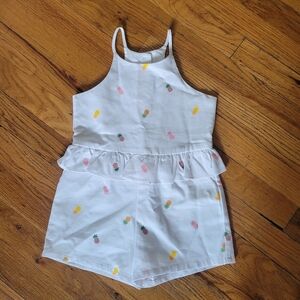 Janie and Jack Girl 3T Romper Cotton Pineapples‎ Pockets Lined